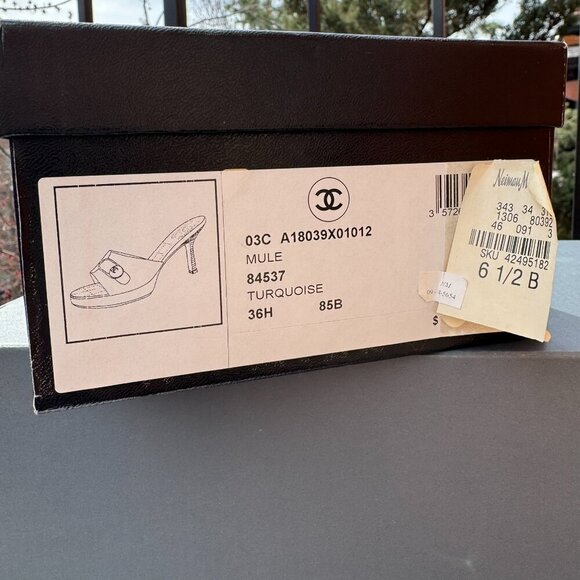 CHANEL Sandals Mules Heeled Shoes Platform Black Buckle CC Logo Box EUR 36.5 - Picture 4 of 16